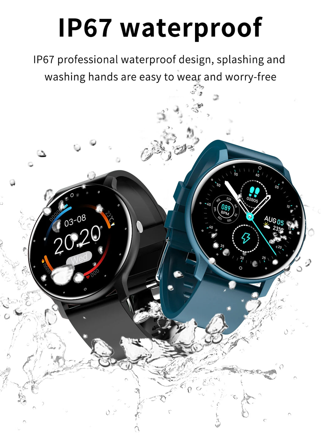 LIGE Wasserdichte Smartwatch für Damen, Echtzeit-Wettervorhersage, Herren-Uhren, Sport-Damen-Smartwatch für Damen, Android, iOS