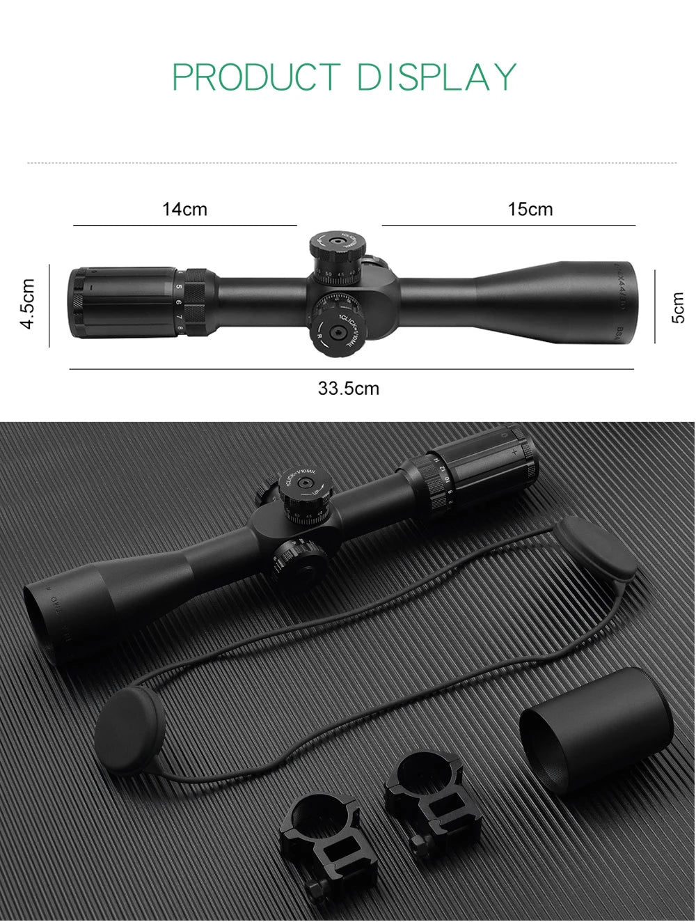 BSA Optics TMD 4-14X44 FFP Jagdzielfernrohr, Absehen in erster Bildebene, taktisches Glasgravur-Absehen, optische Visiere