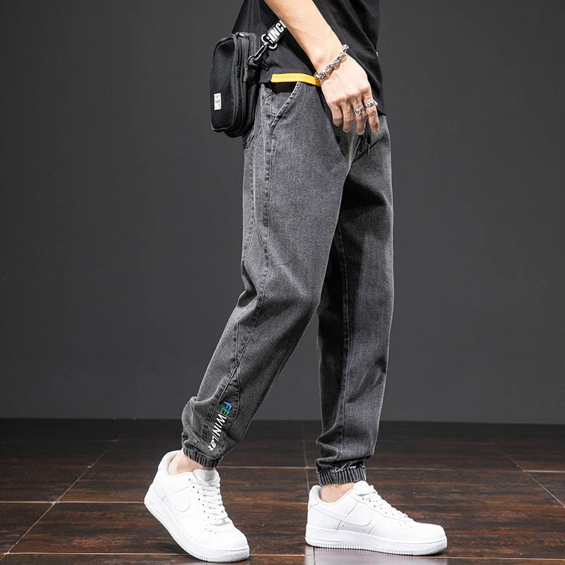 Frühling Sommer Schwarz Blau Cargo Jeans Herren Streetwear Denim Jogger Hosen Herren Baggy Harem Jean Hosen Übergröße
