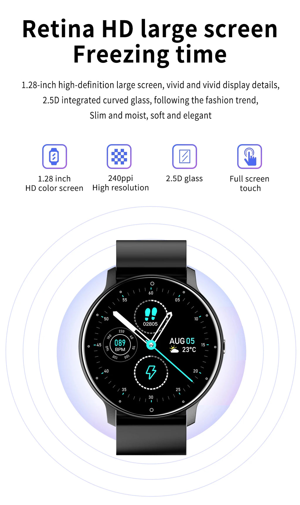 LIGE Wasserdichte Smartwatch für Damen, Echtzeit-Wettervorhersage, Herren-Uhren, Sport-Damen-Smartwatch für Damen, Android, iOS