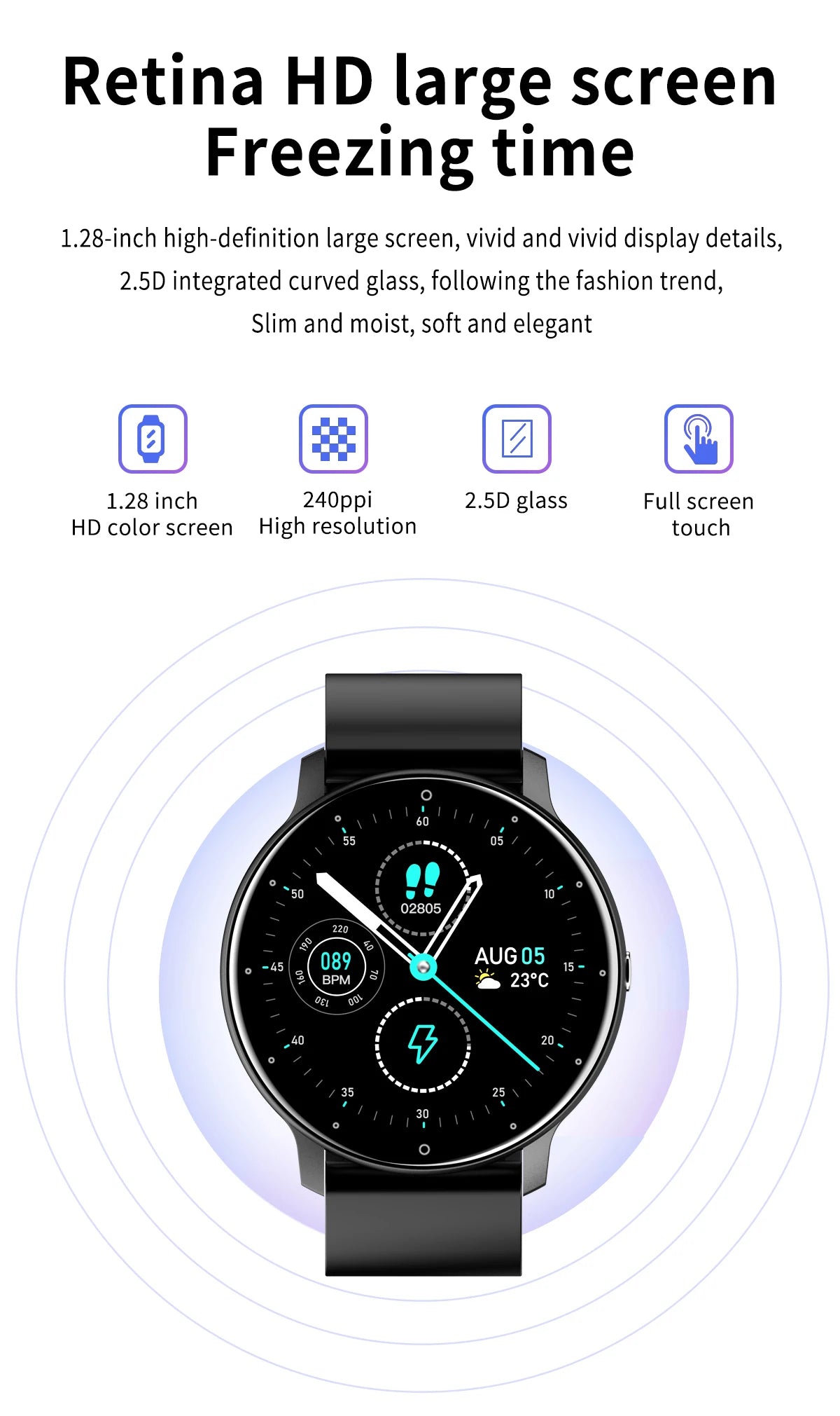 LIGE Wasserdichte Smartwatch für Damen, Echtzeit-Wettervorhersage, Herren-Uhren, Sport-Damen-Smartwatch für Damen, Android, iOS