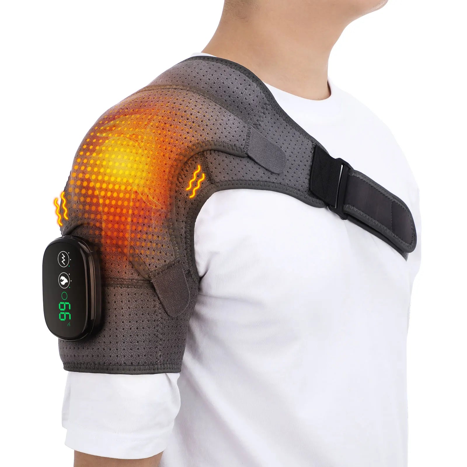 Elektrische Heizschulterstütze mit LED-Anzeige, Vibrations-Schultermassage-Gürtel zur Gelenkpflege und Muskelentspannung