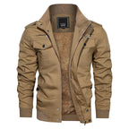 MAGCOMSEN Herren Fleecejacken Windbreaker Mäntel Herbst Winter Thermo Bomberjacken Multi-Taschen Stehkragen Motorradjacke