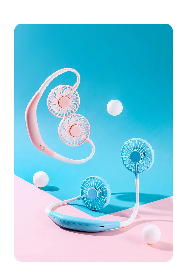 USB Ventilator mit Aromatherapie-Diffusor Tragbarer Elektro-Ventilator Mini-Kühlventilator Wiederaufladbarer Nackenventilator mit Licht