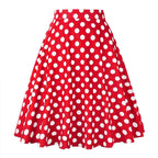 Damen-Laufsteg Baumwolle Retro Vintage Rock Schwarz Faldas High Waist A-Linie Rockabilly Jupe 50er Swing Tellerrock Pin Up Skater