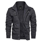 MAGCOMSEN Herren Fleecejacken Windbreaker Mäntel Herbst Winter Thermo Bomberjacken Multi-Taschen Stehkragen Motorradjacke