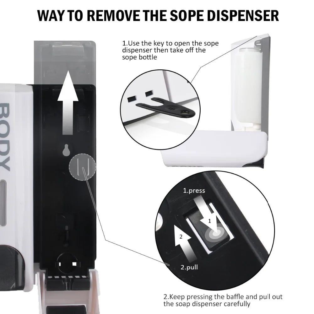 Einfach-/Doppel-/Dreifach-Seifenspender 350ml zur Wandmontage, Duschbad-Shampoo-Spender, Flüssigseifenbehälter, Bad-Accessoires