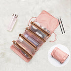 4-in-1 Kosmetiktasche für Damen, Reißverschluss, Netz, trennbare Kosmetiktasche, faltbare Nylon-Tasche, Seil-Make-up-Tasche, Kosmetyczka