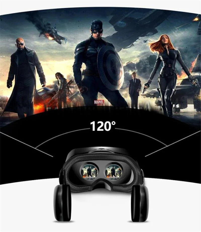 Virtual Reality VR Brille IMAX Riesiger Bildschirm HD 3D Brille Google Cardboard Box VR Headset Helm für 5-7" Telefon, unterstützt Gamepad