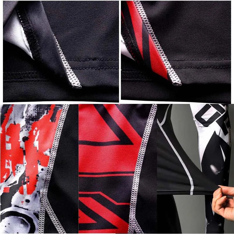 Herren Kompressions-Sportanzug Schnelltrocknend Schweißableitend Fitness Training MMA Kit Rashguard Herren Sportbekleidung Jogging Laufbekleidung