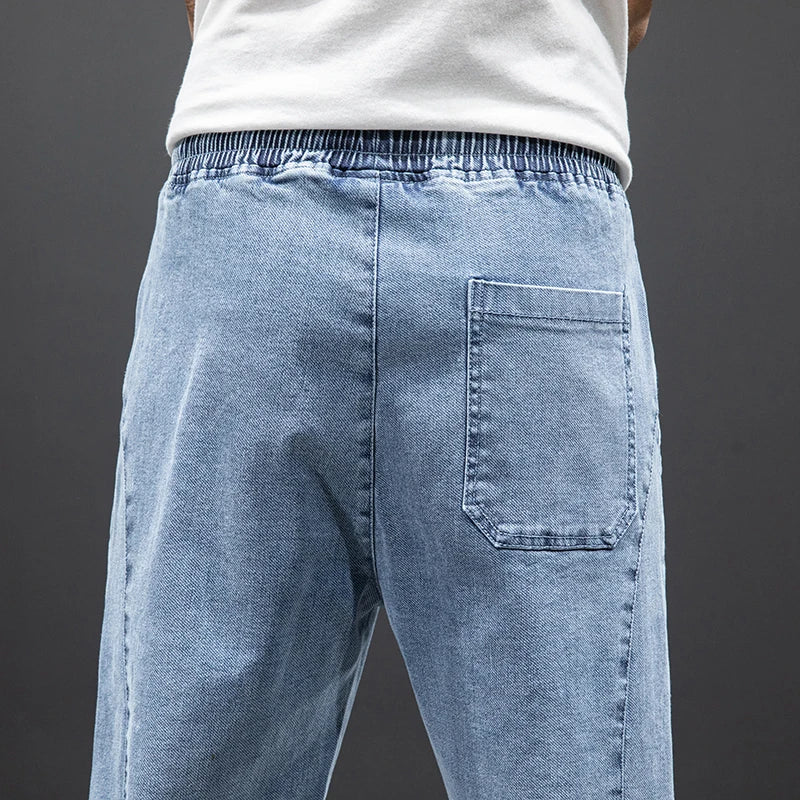 Frühling Sommer Schwarz Blau Cargo Jeans Herren Streetwear Denim Jogger Hosen Herren Baggy Harem Jean Hosen Übergröße