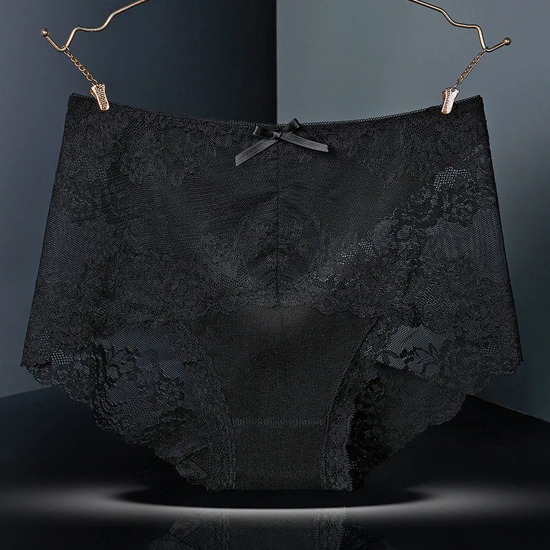 7 Stück Baumwoll-Damenunterwäsche, Spitze, transparente Höschen, bequeme, antibakterielle Übergrößen-Hosen, weibliche sexy Dessous