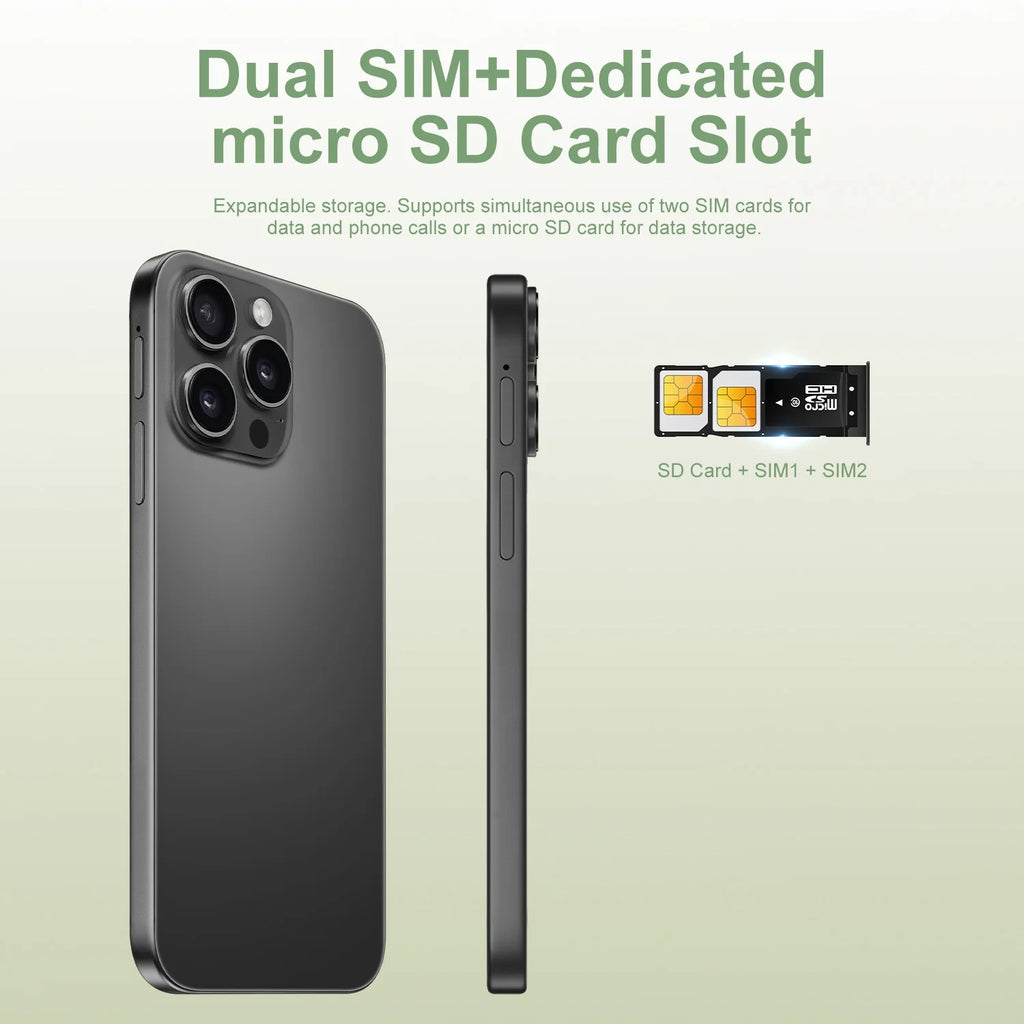 Neues I16 Pro Max grenzüberschreitendes exklusives 5G-Telefon, 7,3-Zoll-Bildschirm, Android 15.0, Dual-SIM, Auslandsversion, Direktvertriebsquelle