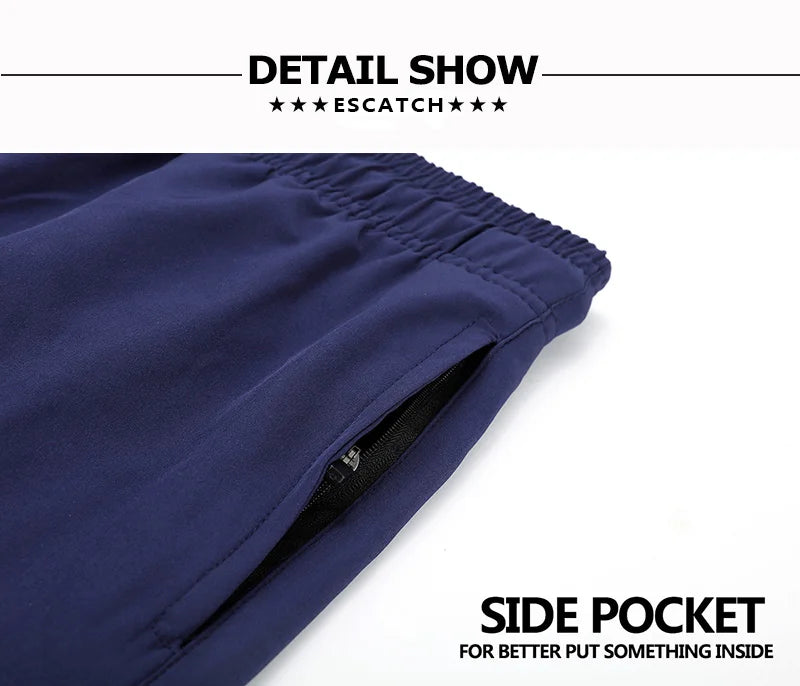 Escatch 2026 Summer Man Swimwear Solid Fashion Quick Dry Drawstring Elastic Waist Surfing Zipper Pocket Gym Beach Pants Shorts