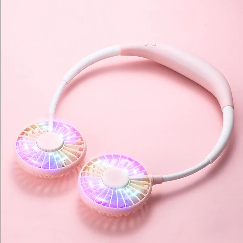 USB Ventilator mit Aromatherapie-Diffusor Tragbarer Elektro-Ventilator Mini-Kühlventilator Wiederaufladbarer Nackenventilator mit Licht