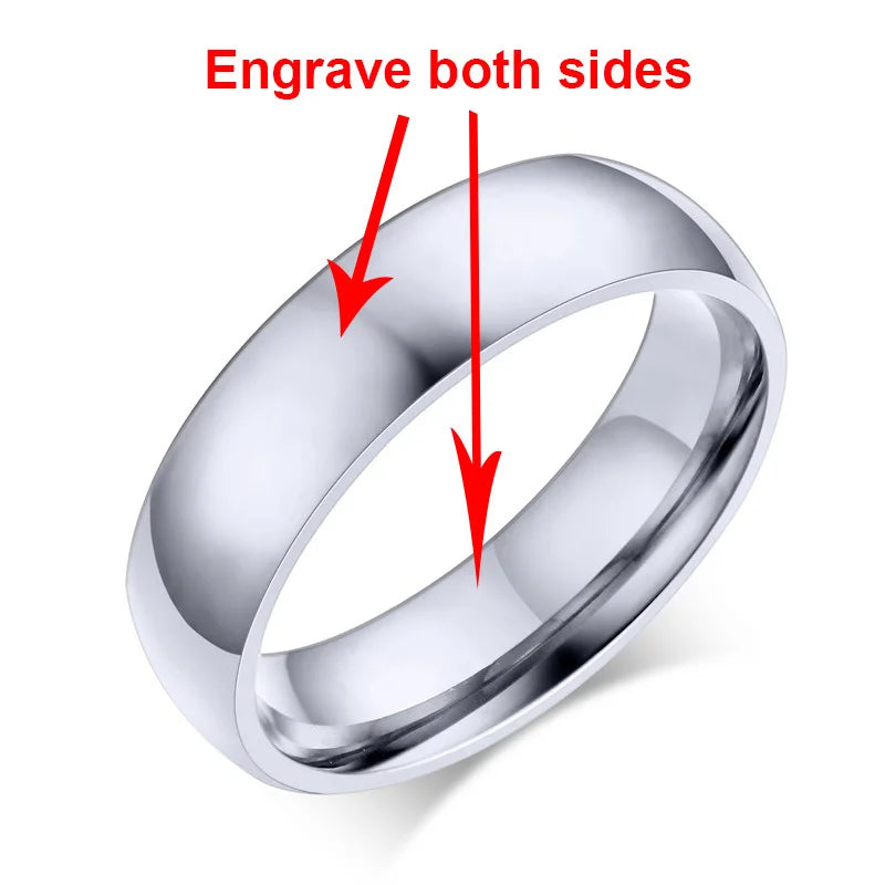 Vnox Personalisierter Edelstahlring mit abgeschrägter Kante und gebürsteter Mitte für Herren und Damen, schwarzer Ehering, individueller Namensbuchstaben-Datum-Ring