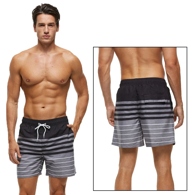 DATIFER Sommer Neue Mode Polyester Herren Shorts Strand Schnell Trocknend Bedruckte Badeshorts Übergröße Mesh-Futter Surf-Fitnessshorts Herren