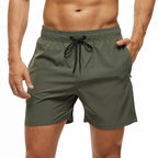 Escatch 2026 Sommer Herren-Badebekleidung Einfarbig Multicolor Polyester-Netzfutter Seitliche Reißverschlusstasche Maillot De Bain Homme Sportshorts