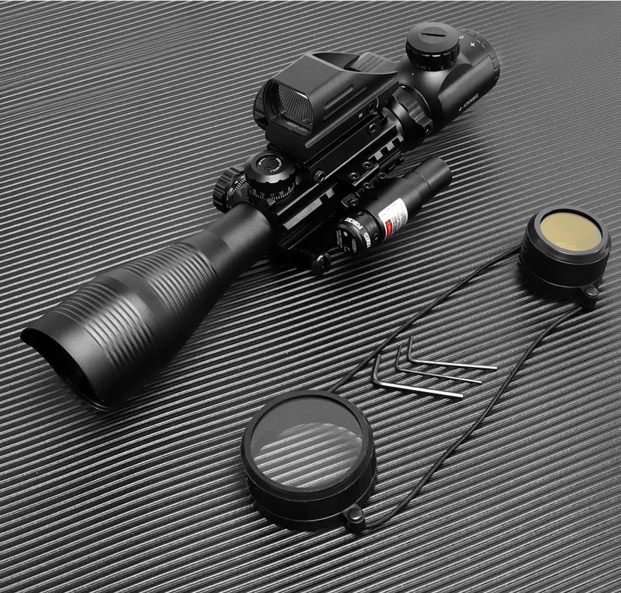 4-12x50 Zielfernrohr Beleuchtetes Absehen Entfernungsmesser Gewehr Holografisches 4 Absehen Visier 20mm Rot Grün Laser Für die Jagd