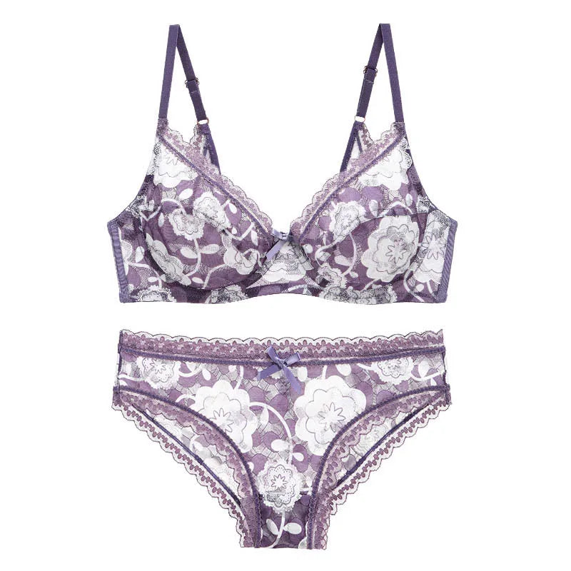 DaiNaFang Neue Sexy Hochwertige Damen Ultra Dünn Dick 75-95 BCDE Cup BH-Sets Spitze Push Up Unterwäsche Höschen Übergröße Dessous