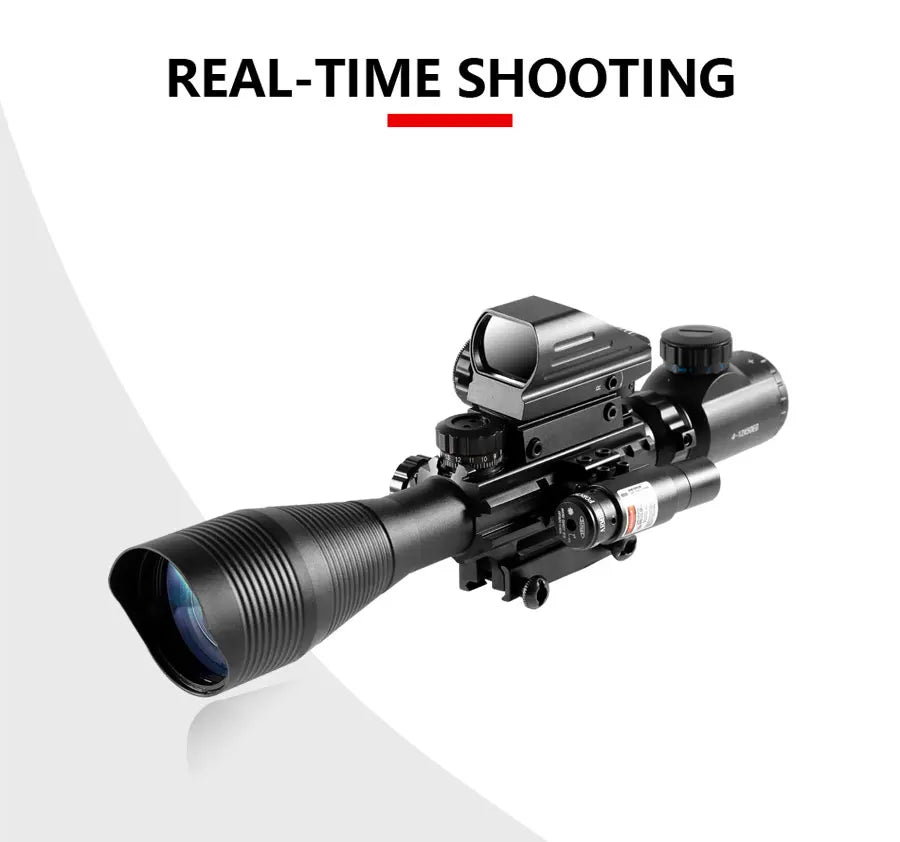 4-12x50 Zielfernrohr Beleuchtetes Absehen Entfernungsmesser Gewehr Holografisches 4 Absehen Visier 20mm Rot Grün Laser Für die Jagd