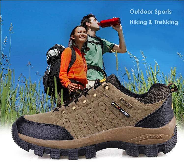 Hiking Shoes Non Slip Mountain Sneakers Winter Lace Up Retro Leather Shoe Sport Outdoor Trail Off-Road Trek Men Women Footwear