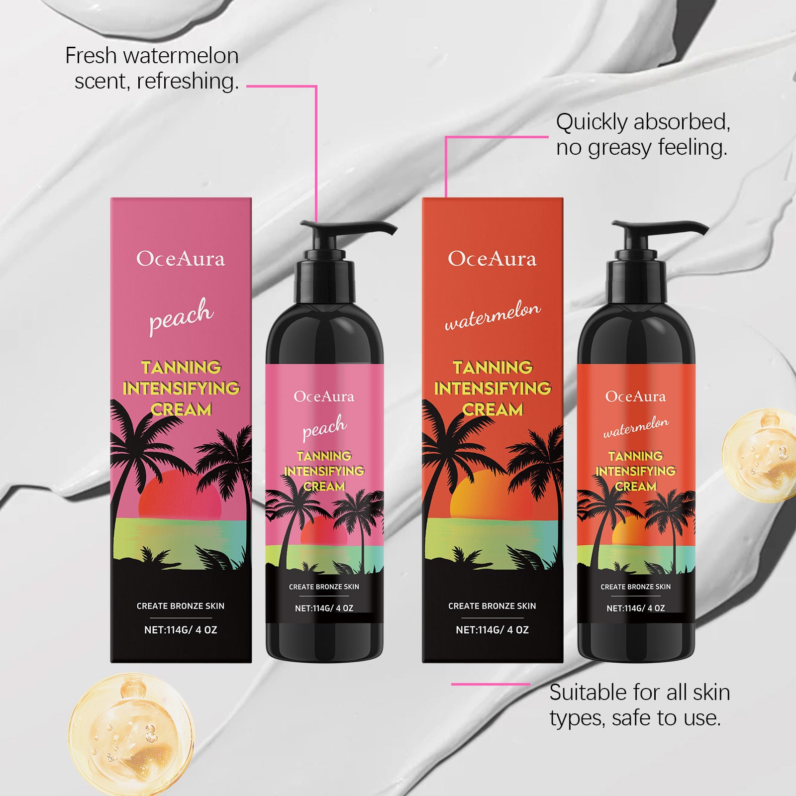 Pfirsich Selbstbräuner Creme Bräunungs-Verstärkung Verdunkelung Selbstbräunung Sonnengeküsster Teint Feuchtigkeitsspendende Wassermelonen Bräunungscreme
