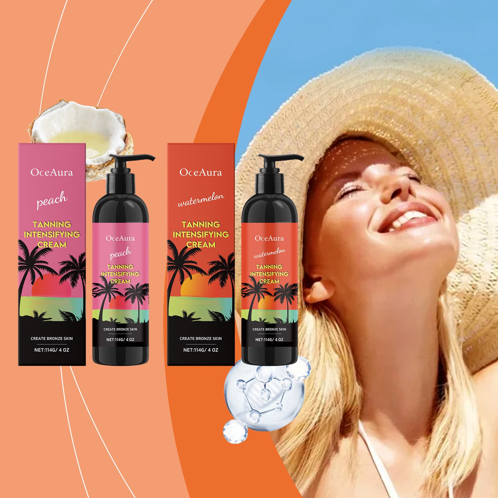 Pfirsich Selbstbräuner Creme Bräunungs-Verstärkung Verdunkelung Selbstbräunung Sonnengeküsster Teint Feuchtigkeitsspendende Wassermelonen Bräunungscreme