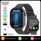 LIGE 2026 Neue KI-Gesundheitsdiagnose Smartwatch Blutfett Harnsäure Bluetooth-Anruf Blutdruck Gesundheits-Smartwatch Herren Damen