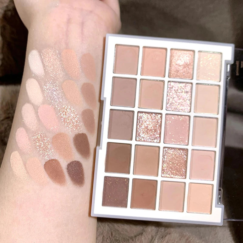 DIKALU 20-Farben Koreanische Lidschatten-Palette mit geringer Sättigung Matt Wasserfest Braun Rosa Lidschatten-Palette Langanhaltendes Tages-Make-up