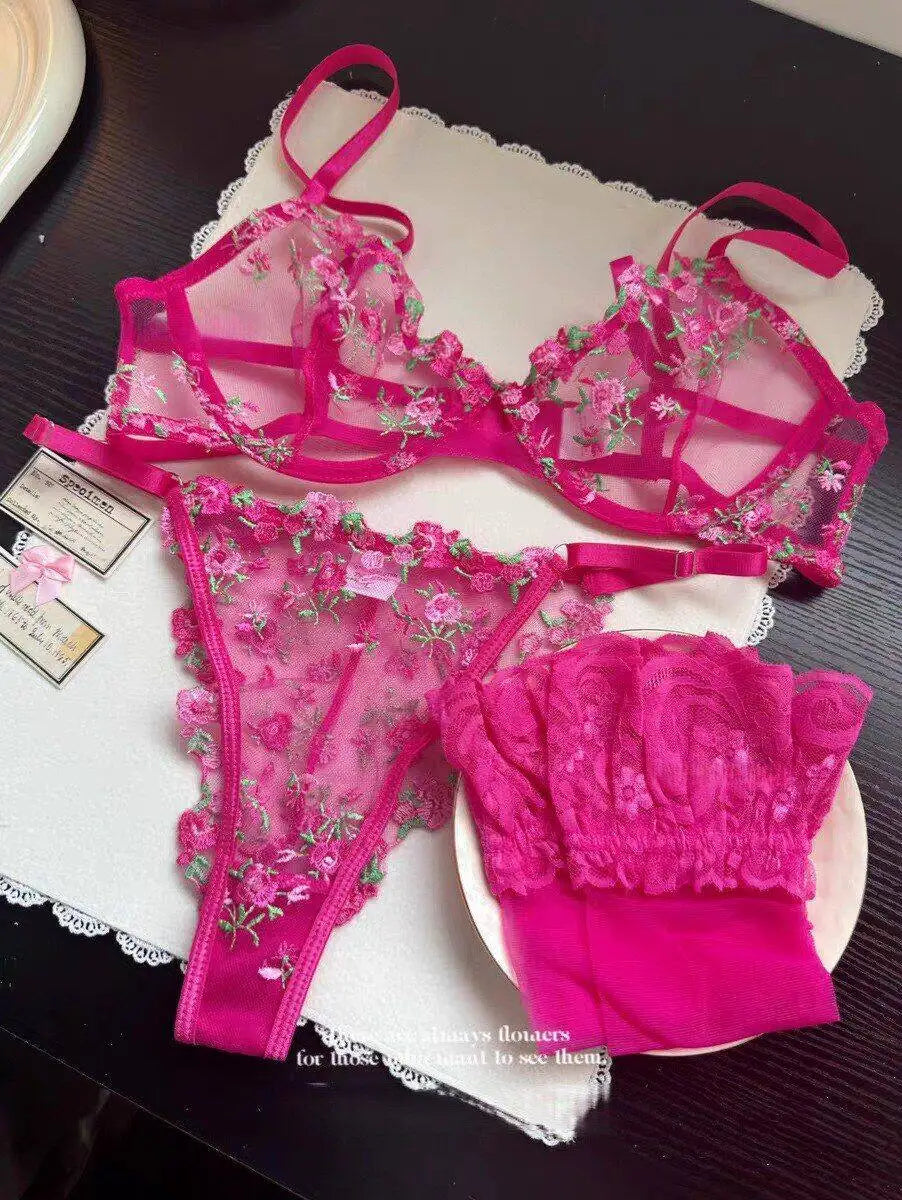 Europäische Frauen verführerischer transparenter BH mit Spitzenstickerei und Bügel, Minimizer für große Brüste, Anti-Sagging, weiche Dessous, S-XL BH-Set