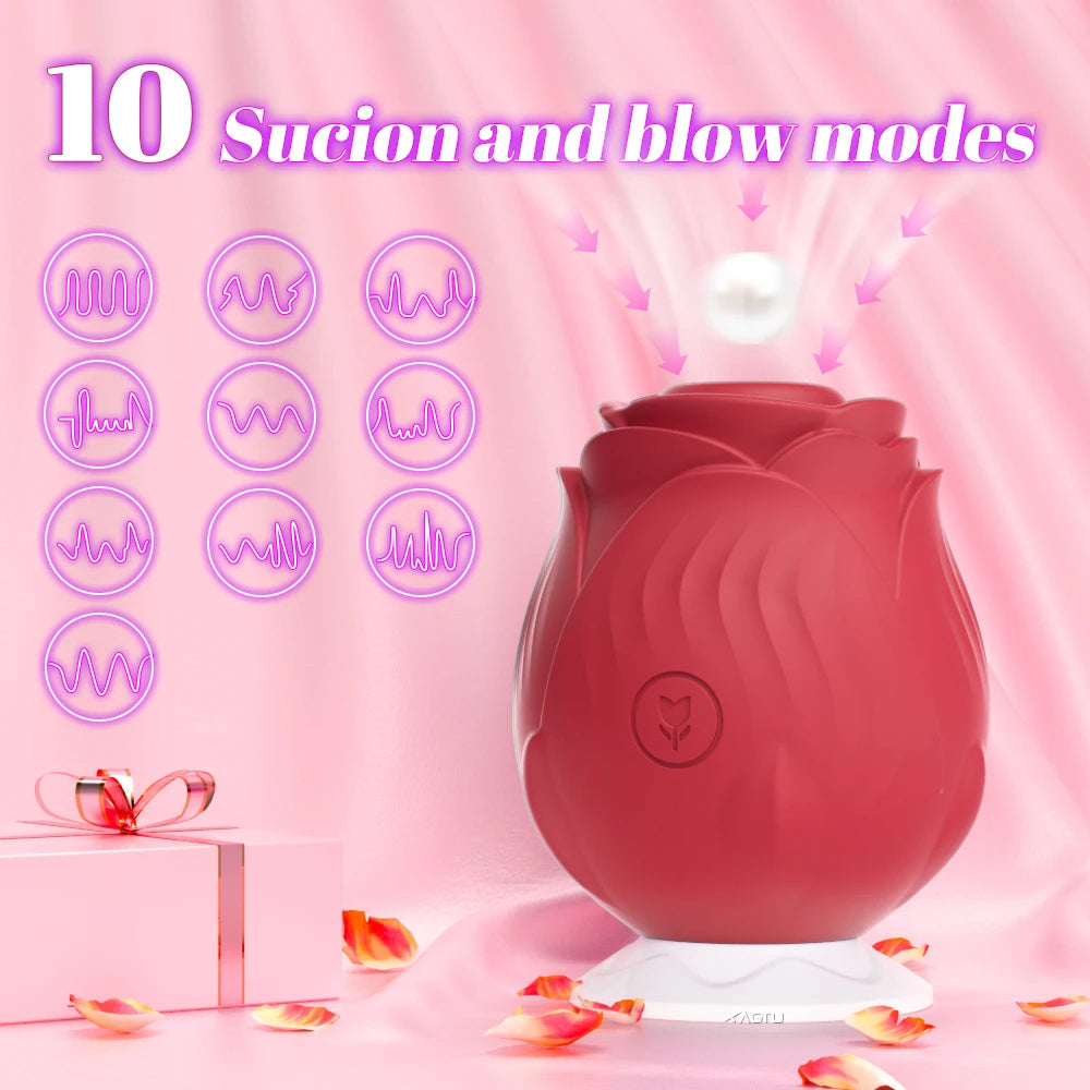 Leistungsstarker Saugvibrator für Frauen Vakuum-Klitorisstimulator Oralsauger für weibliche Brustwarzen Klitoris-Sauger Vibrations-Sexspielzeug für Erwachsene Rosen-Spielzeug