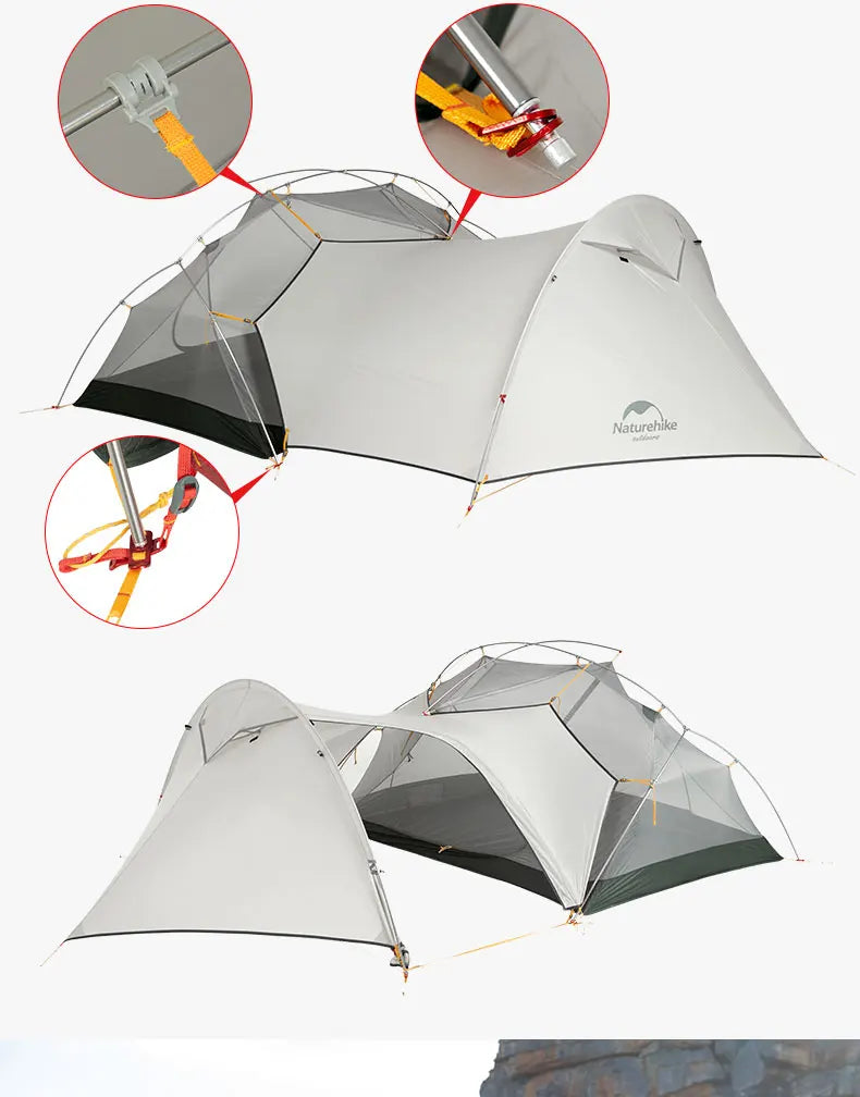 Naturehike Mongar UL 2 Zelt 2 Personen Trekkingzelt 20D Ultraleichtes Reisezelt Wasserdichtes Wanderzelt Überlebenszelt Outdoor Camping Zelt