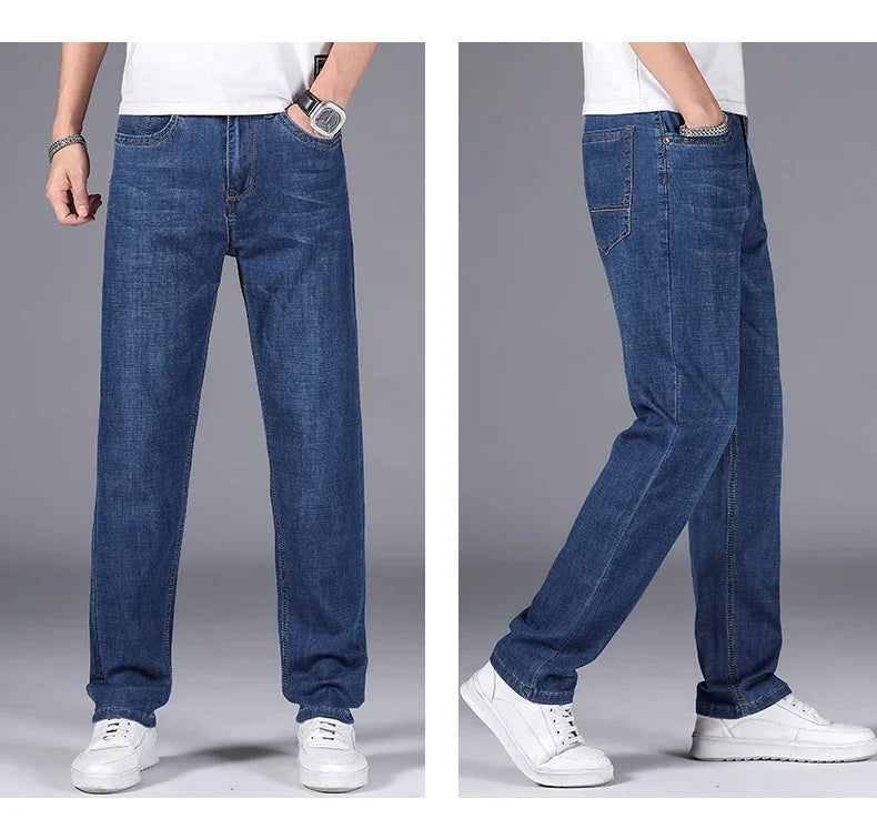 Herrenhose Büro Business Jeans Herren Klassische Blau Schwarz Baumwolle Stretch Straight Denim Hose Herren Marken Hosen