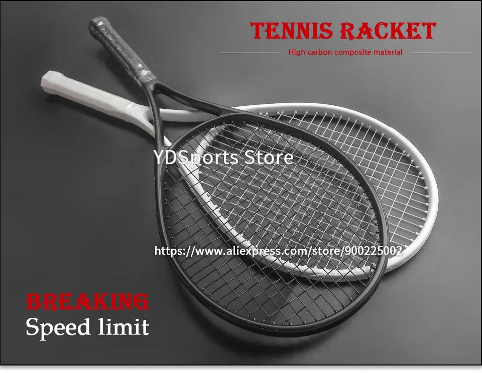 1x 27 Zoll Tennis-Racket, besaitet, Carbon-Aluminium-Legierung, Freizeit-Schläger, stoßfest, mit Tragetasche, für Erwachsene