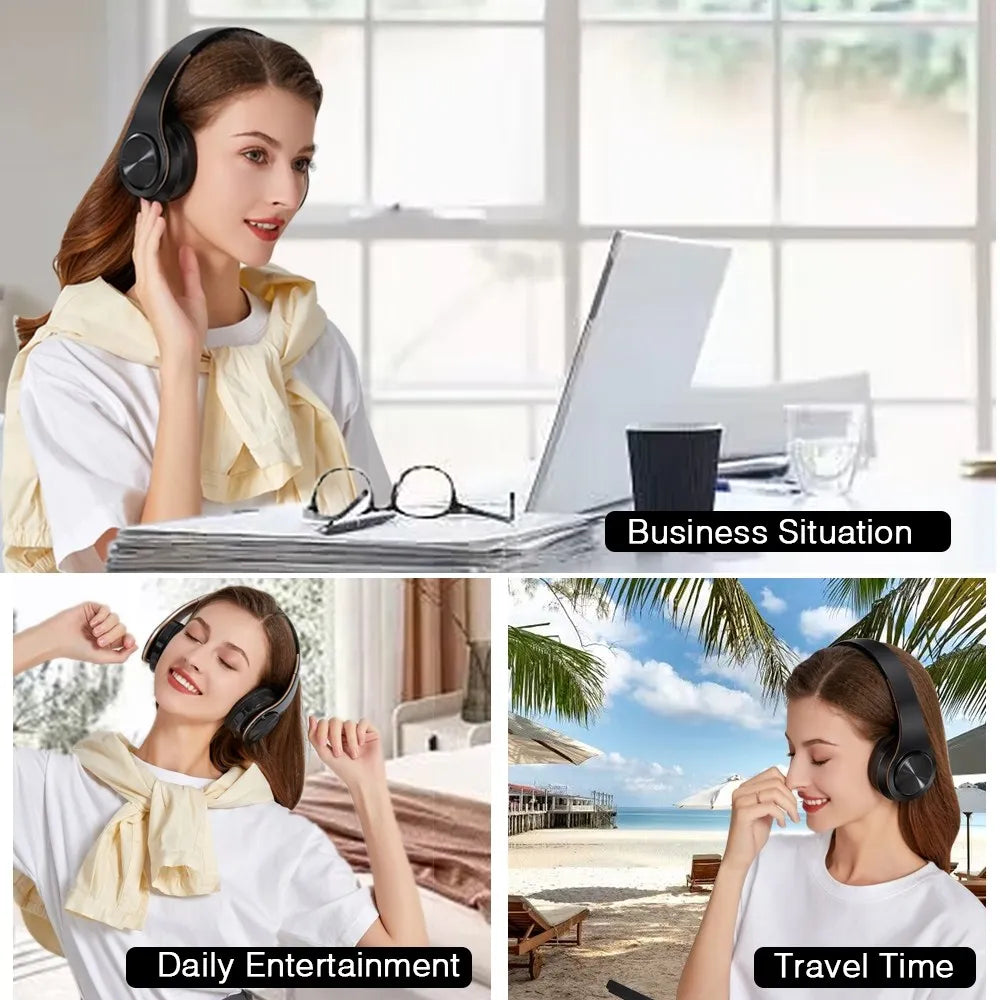 HIFI Stereo Kopfhörer Bluetooth Headset Musikkopfhörer FM und Unterstützung SD-Karte mit Mikrofon für Mobile Xiaomi Iphone Samsung Tablet