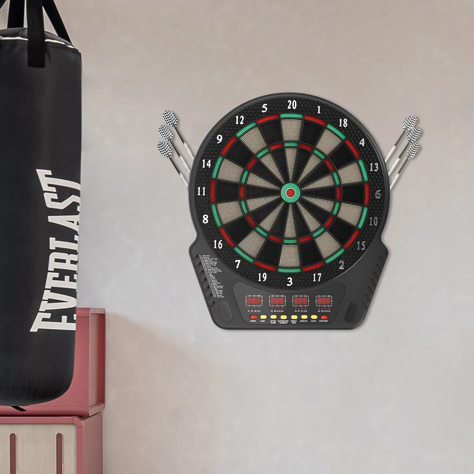 Elektronische Dartscheibe mit 6 Darts Dartboard Innovativer Dartautomat mit 27 Spielmodi & 243 Varianten unterstützt bis zu 16 Spieler