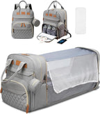 3-in-1-Wickeltaschen-Rucksack, faltbares Babybett, wasserdichte Reisetasche mit USB-Ladefunktion, Wickeltaschen-Rucksack mit Wickelbett, 3 Typen