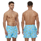 DATIFER Sommer Neue Mode Polyester Herren Shorts Strand Schnell Trocknend Bedruckte Badeshorts Übergröße Mesh-Futter Surf-Fitnessshorts Herren