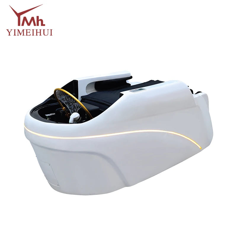 Salon Head Spa Kunstleder Kopftherapiebetten Automatische Massage Shampoobett Komfortables ergonomisches Design Hoher Dichte Schwam