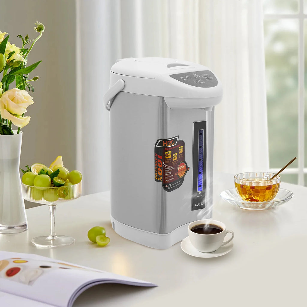 4L elektrischer Wasserkocher & Wärmer, 750W Edelstahl Heißwasserspender mit 3 Ausgabemodi, 90°C Warmhaltefunktion