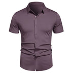 Herren Stretch Hemd Bügelfreie Hemden Regular Fit Kurzarm Stretch Business Casual Button-Down Hemden