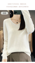 Damen 100% Merinowolle Pullover V-Ausschnitt Basic Pulli Herbst Winter Kaschmir Kleidung Langarm Weiche Strickware Oberteile Unifarben