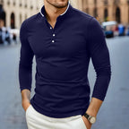 Herren T-Shirt mit Stehkragen, langärmelig, einfarbig, lässig und modisch, vielseitig und bequem, Sommer 2025