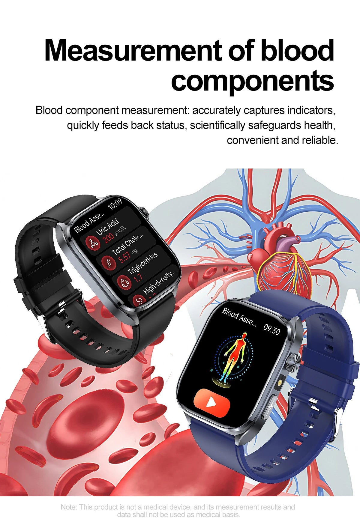 Neue Gesundheitsuhr Harnsäure Blutdruck Blutsauerstoff Körperanalyse Körperfett Smartwatch EKG+PPG Bluetooth Anruf Uhr Frauen Männer