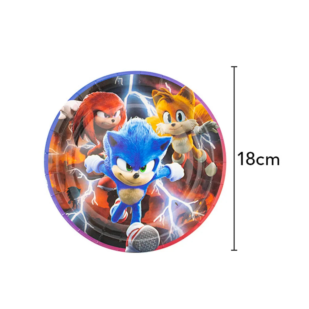 Sonic Geburtstagsparty Dekoration Spiel Igel Ballons Actionfigur Party Pappteller Handtuch Becher Tischdecke Spielzeug Kindergeschenke