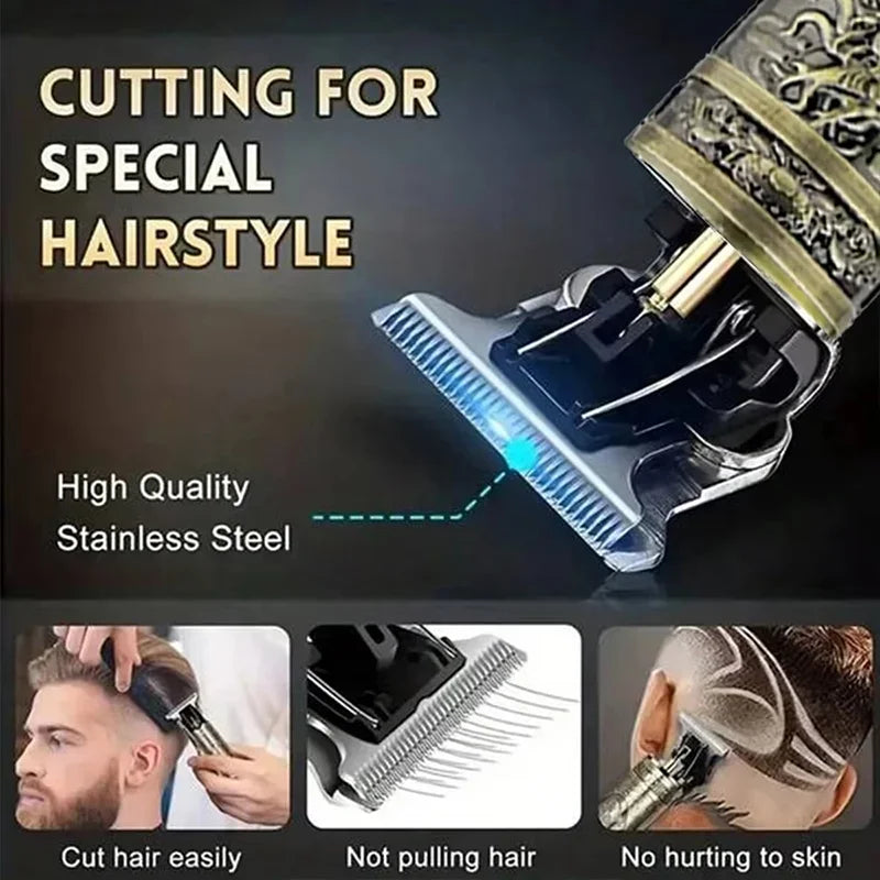 Neu! T9 Elektrischer Haartrimmer/Zubehör | Professioneller USB Rasierer | 0mm Glatzkopf-Haarschneidemaschine Tragbar für Herren Heimfriseur
