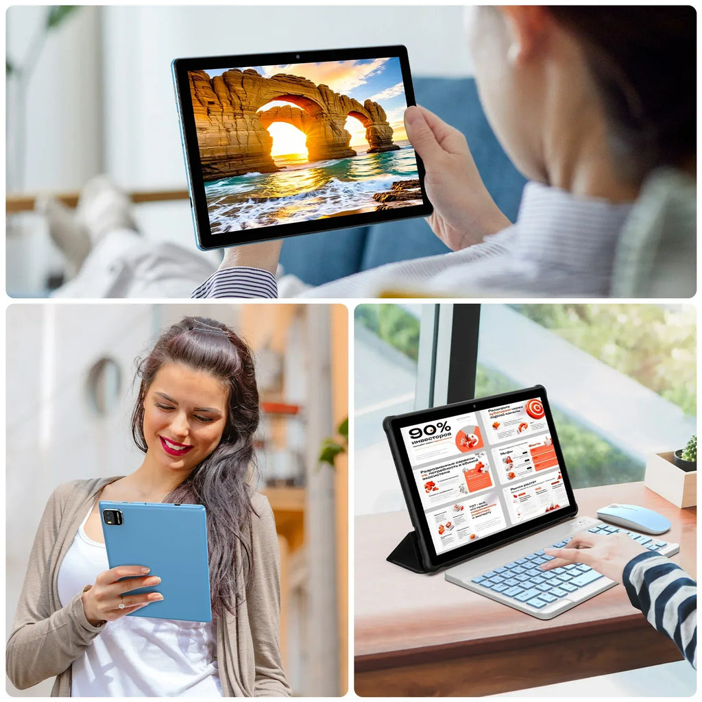 Neueste globale Version Android 15 Tablet, 10-Zoll-Tablet, Quad-Core-Prozessor, 1280*800 Auflösung, 12 (3+9) GB RAM, 64 GB Speicher