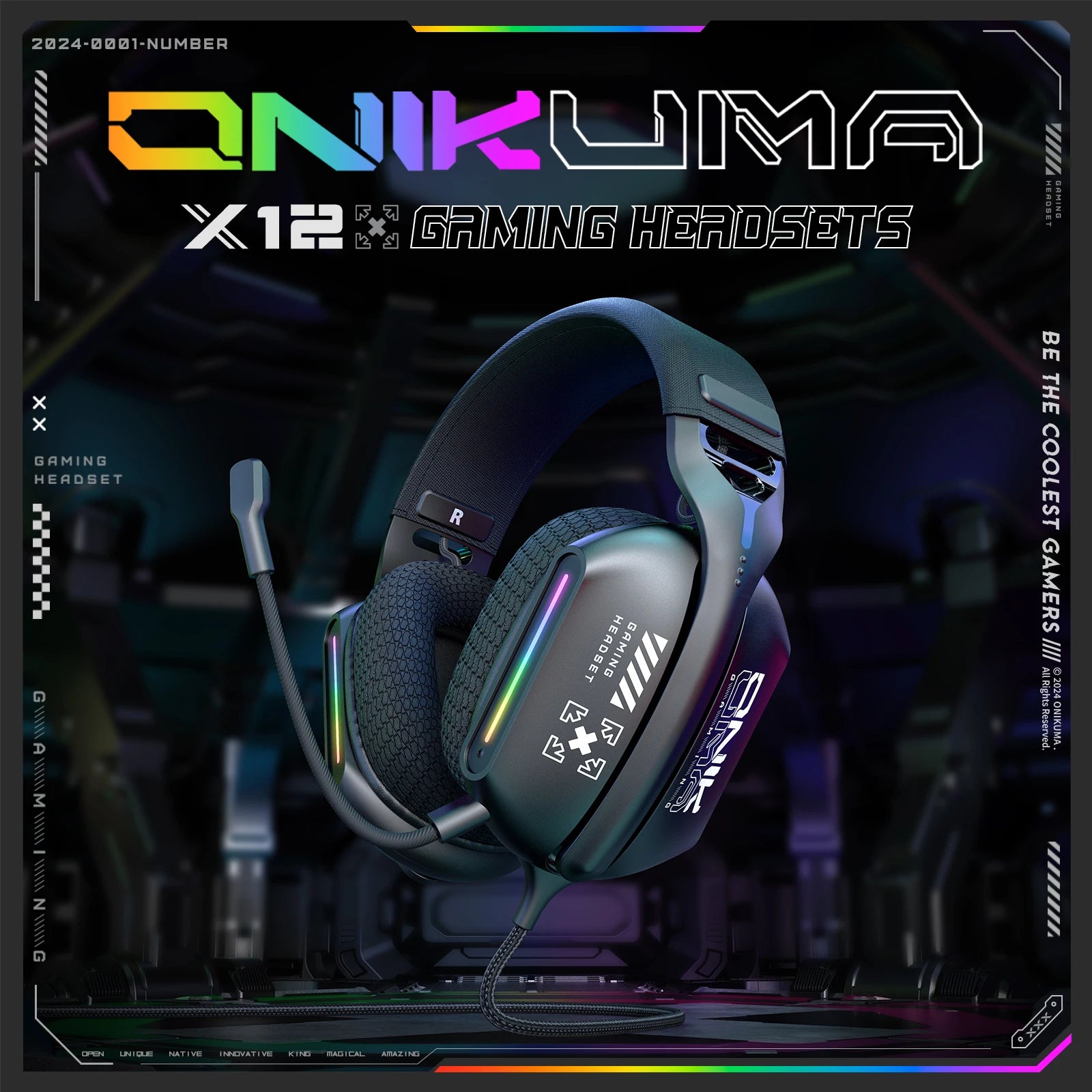 ONIKUMA X12 Kopfhörer mit Geräuschunterdrückung, kabelgebundenes Gaming-Headset, Musik-Kopfhörer 3,5 mm, geeignet für Computer, Laptop mit Mikrofon Hauptbild
