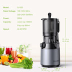 BioloMix Kaltpress-Entsafter, mit 130 mm Einfüllschacht, für ganze Früchte und Gemüse, hohe Saftausbeute, BPA-freier Slow Masticating Juicer